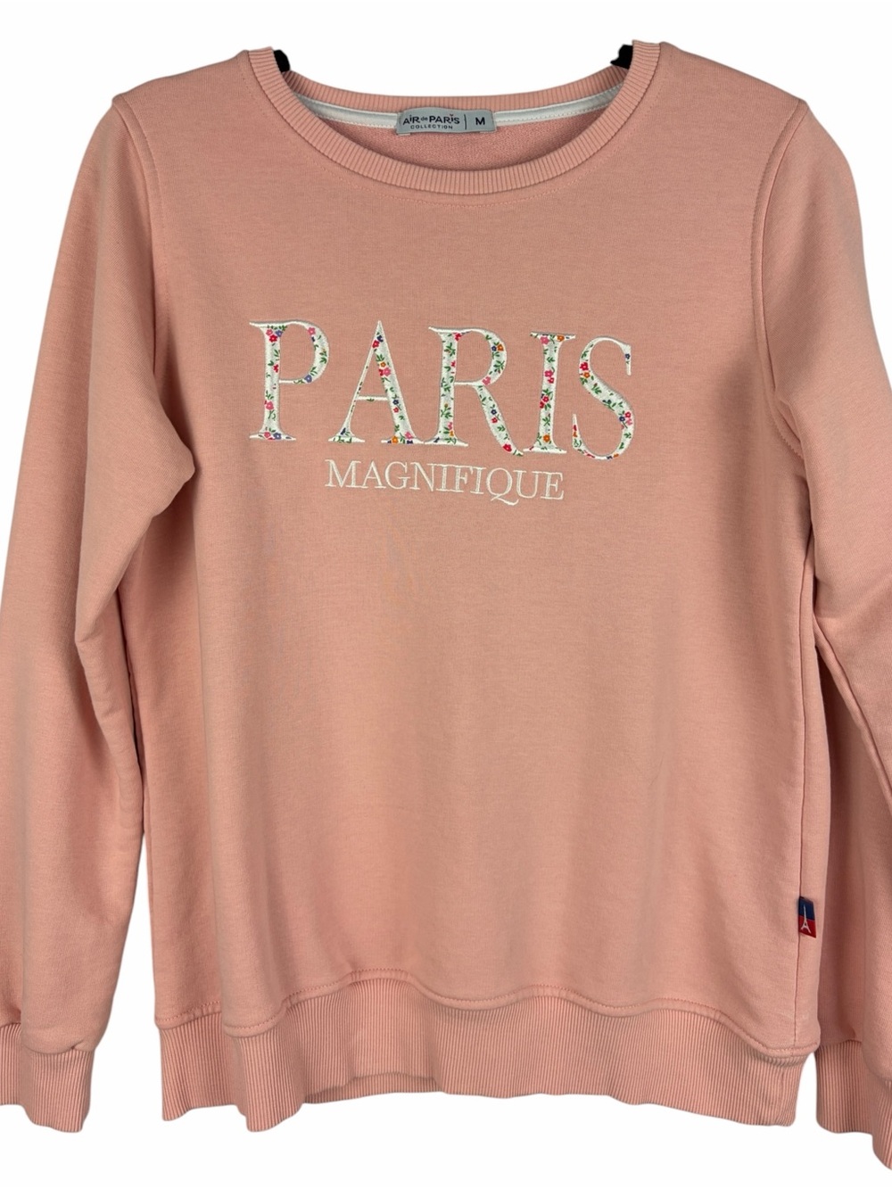 Air de Paris Pink Paris Magnifique Floral Embroidered Sweatshirt Medium